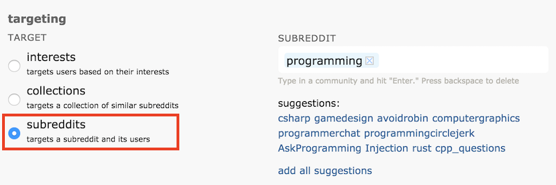 RedditTargetingTool