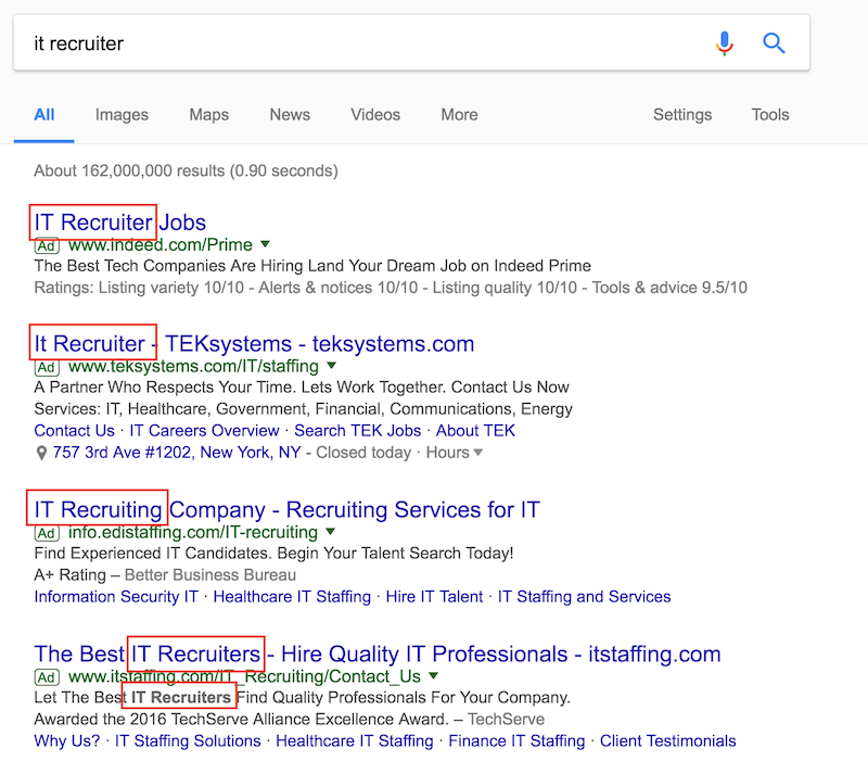 IT Recruiter Search Example