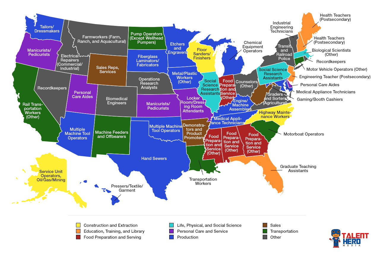 The Fastest Growing Job In Every US State Map