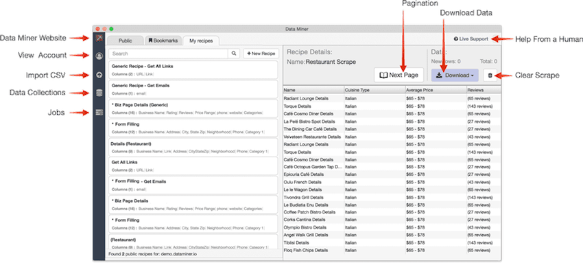 Data Miner Recipe Creation