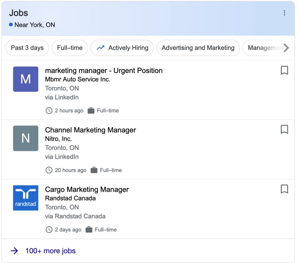 Google Jobs Marketing Manager
